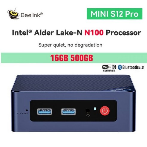 미니PC Beelink 미니 S 데스크탑 게임용 컴퓨터 인텔 셀러론 N5095 S12 Pro N95 N100 PC DDR4 8GB 128GB 256GB 16GB 500GB Wind, 선택02. UK, 선택01. N100 16GB 500GB