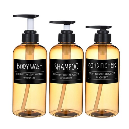3Pc 포밍 비누 디스펜서 로션 샴푸 펌프 병, 옐로우-BL 태그-500ml, 500 300ml, PET 플라스틱