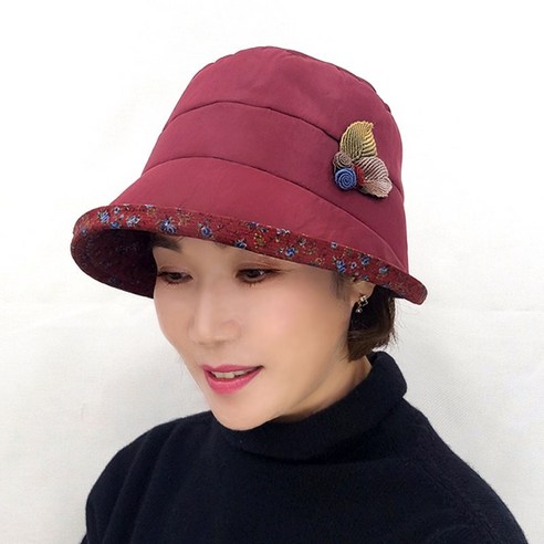 로즈 레이스 플라워 패딩 여성 벙거지 모자
