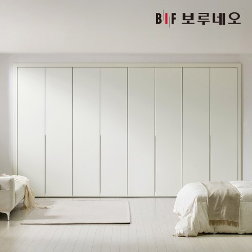 보루네오 E0 매립형손잡이 히든하프 여닫이 붙박이장 30cm, 웜베이지 30cm