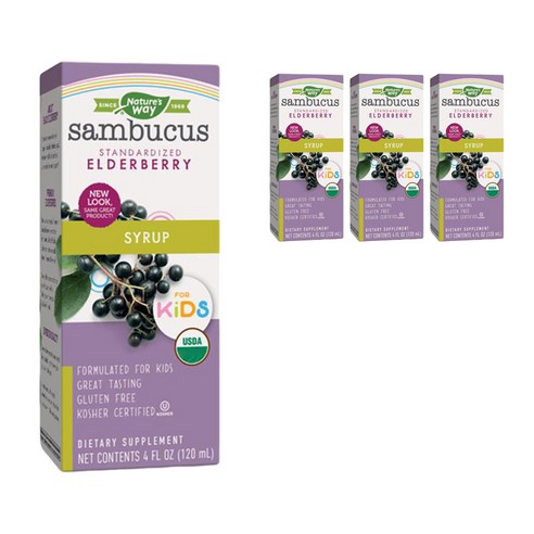 네이쳐스웨이 어린이용 삼부커스 엘더베리 시럽, 120ml, 4개