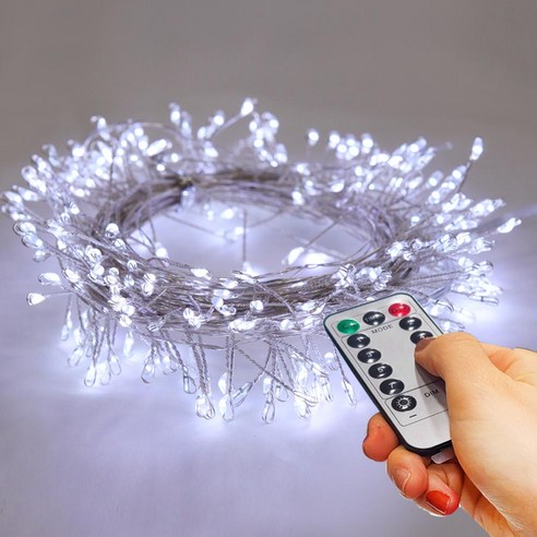 아리조명 LED 미리내 와이어 지네 전구 크리스마스 장식 줄 조명 6M 15M, 백색, 1개, 리모컨 USB 300구 (14M+연장1M)