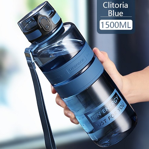[SW] 1L 1.5L 2L 스포츠 물병 대용량 피트니스 야외 에코-친화적 인 플라스틱 휴대용 500ml 셰이커 물병 BPA 무료, 하나, 색깔1
