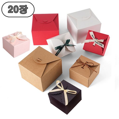 작은 케익 생일 종이 두꺼운 선물 상자, 20장, 화이트-대