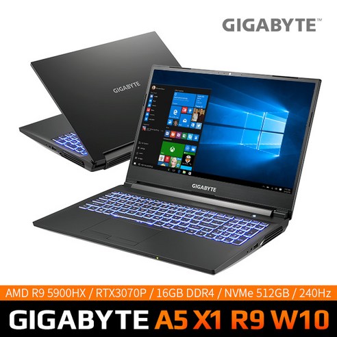 기가바이트 A5 X1 R9 W10, A5 X1 W10, WIN10 Home, 16GB, 512GB, 블랙