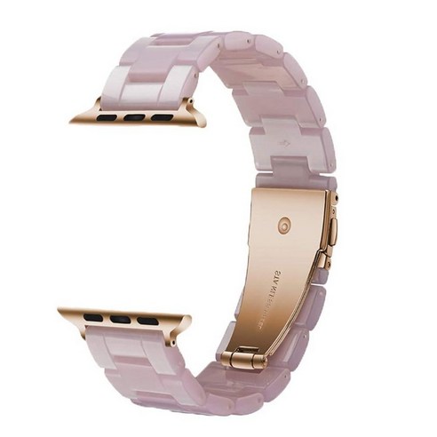 MaKTech Resin LightWeight Band with Steel Clasp Compatible with Apple Watch 9/Ultra 2/SE/8/7/2023 (4, 핑크_41mm/40mm