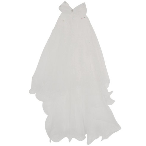 여성 웨딩 베일 드레스 화이트 Bowknot 레이어 얇은 명주 그물 리본 가장자리 신부 베일