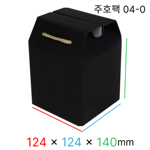 주호팩 끈손잡이 다용도 선물상자 04-0 (124x124x140), 블랙, 10개