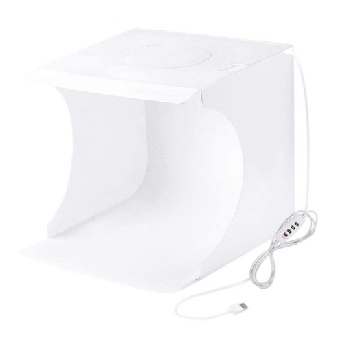 AFBEST PULUZ 20cm 사진 스튜디오 라이트 박스 접는 촬영 텐트 키트 (링 LED 조명 및 6 색 배경 포함), 하얀