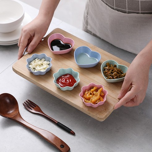 양념접시 6개 반찬접시 파오차이접시 찍찍이 간식접시 식초접시 간장접시, 하트접시 3개+꽃접시 3개, 녹색