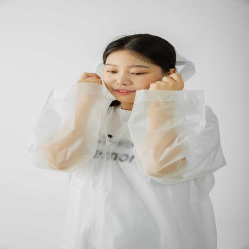 DFMEI 레인코트 플러스 야외 등산 레인코트 남여 롱후드 레인코트 투어입니다, DFMEI 특별후성인-화이트1종입니다