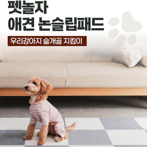 [펫놀자] 반려동물 미끄럼방지매트 30 x 30 cm 10개입 강아지 논슬립패드 애견매트 바닥매트, 10개, 아이보리