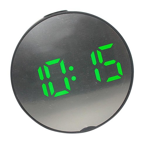현대 거울 디지털 알람 시계 스누즈 시계 대형 LCD 디스플레이 시간 날짜 주 디스플레이 백라이트가있는 전자, 블랙 프레임 그린 라이트, 아크릴로 니트릴 부타디엔 스티렌 플라스틱