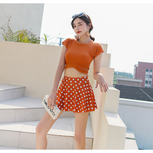 귀여운 투피스 수영복, 주황