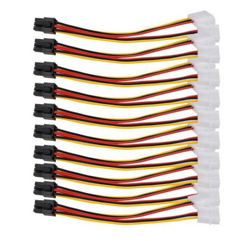 Retemporel 10개 Molex 4 핀 PCI-E PCI Express 6 전원 변환기 어댑터 케이블 커넥터 공급 장치, 1개, 여러 가지 빛깔의