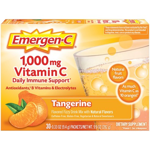 이머전씨 비타민 C 1000mg 30팩 감귤맛 Emergen C, 1박스