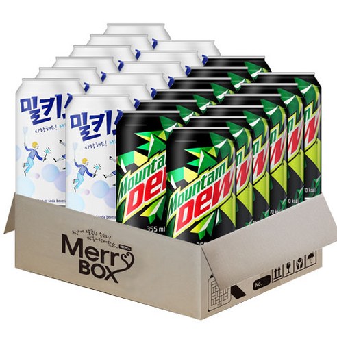 뚱캔24개세트 롯데칠성 밀키스12+마운틴듀12, 1세트