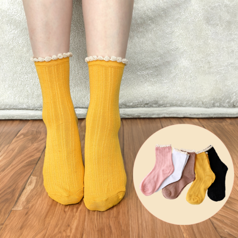 더아르엠 레이스 여성 중목 양말 10켤레 세트