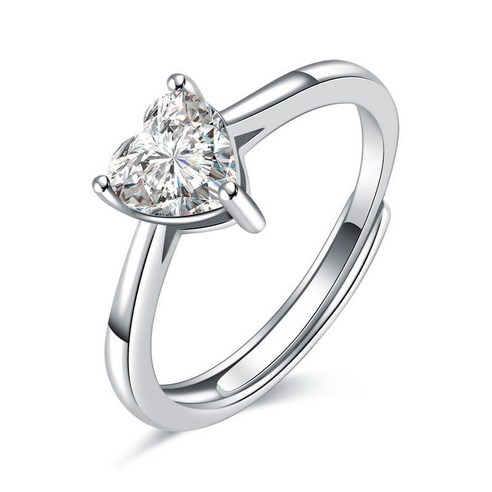 KORELAN신상s925 실버 모상석 다이아몬드 하트 반지 반지 심플하고 상큼한 반지