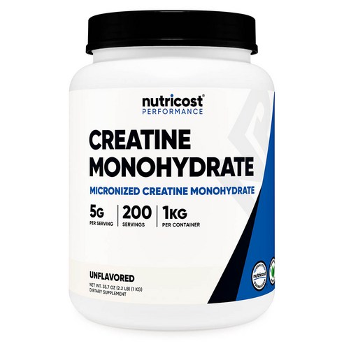 뉴트리코스트 크레아틴 모노하이드레이트 파우더 1kg 무맛 200회분 1개, 1kg, 1개