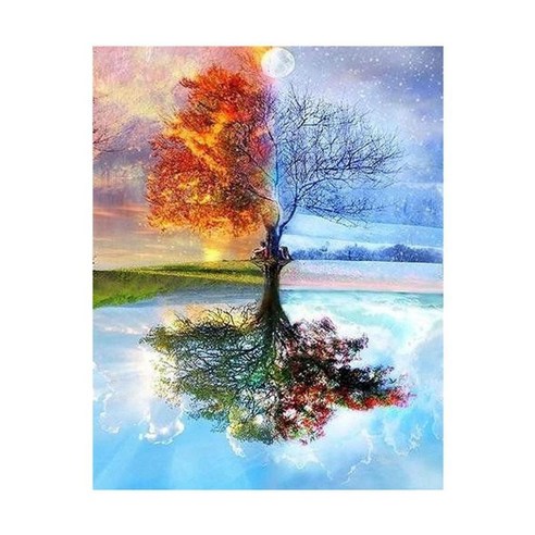 5D 다이아몬드 자 수 그림 키트 라인 석 그림 홈 벽 장식, 5, 캔버스