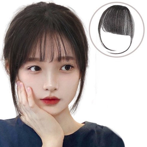 조이스프리 앞머리 붙임머리 헤어 피스 부분 똑딱이 가발, 내츄럴블랙, 1개