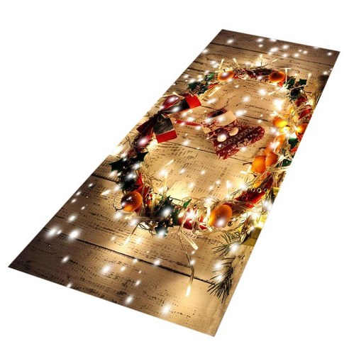 인쇄 된 크리스마스 도어 매트 크리스마스 장식 깔개 러너 거실/침실/욕실용 3d caroset 도어 매트 미끄럼 방지, 스타일 1 60x180cm., 플란넬