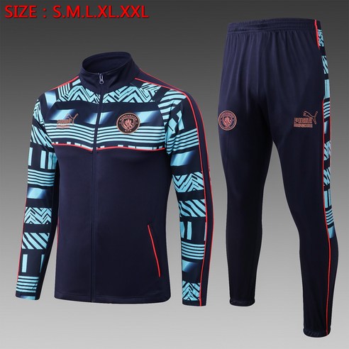 22/23 Man City Blue Full Zip-Up Sweatsuit Set High Quality Version