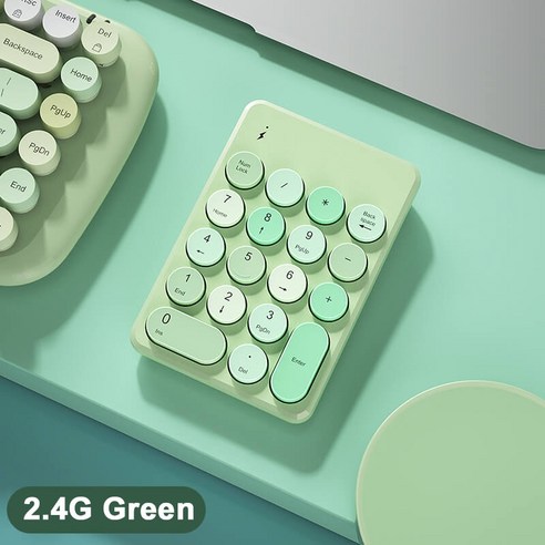 [시요] 2.4G 블루투스 호환 무선 숫자 키패드 Numpad 18 키 디지털 키보드 회계 텔러 노트북 노트북 태블릿, 하나, 2.4G Green, 하나