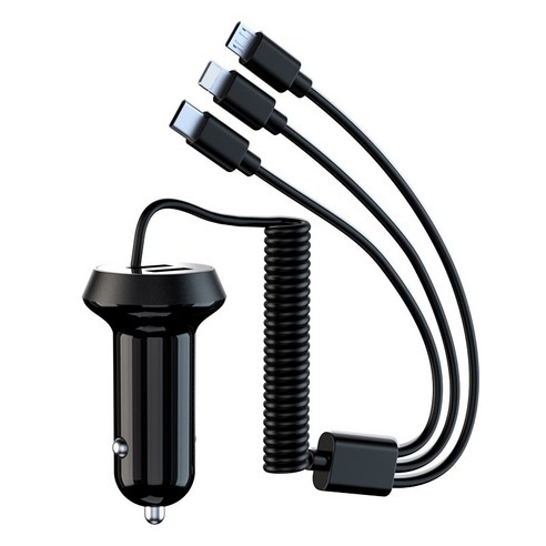 멀티 qc3.0 트리플밴드 듀얼 USB 충전 차량용 고속 충전기, 검은색