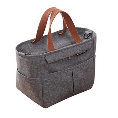 절연 된 점심 가방 절연 옥스포드 헝겊 도시락 취무 점심 가방 손잡이는 비스듬히 회색으로 가로 질러, 하나, 보여진 바와 같이