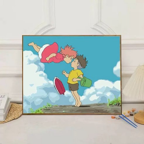 순잠 깜찍 모던 수채화 유채화 개릭터 그림그리기 DIY 세트 40 x 50 x 2.5 cm, 7 하늘에서 내려온 소녀 천사, 1개