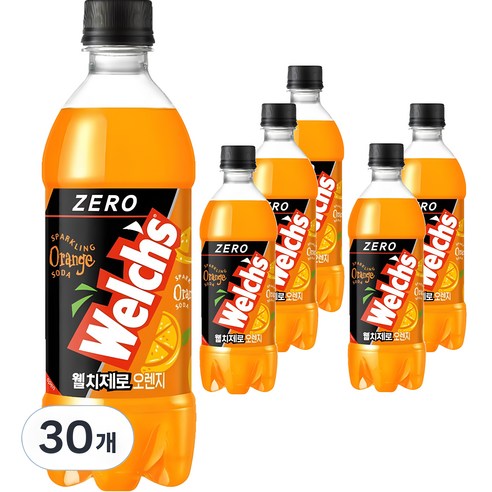 웰치 제로 오렌지 탄산음료, 500ml, 30개