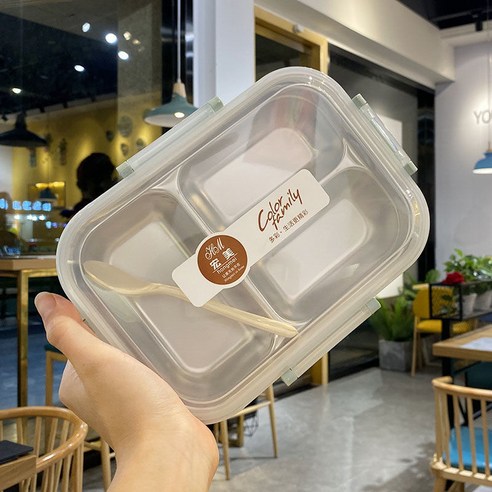 DFMEI 스텐 보온 도시락 304 어른 분격 도시락 도시락 도시락 뜨개질 방지 직장인 식당 식판, DFMEI 3칸 블루-1000ml, DFMEI 도시락/스티커