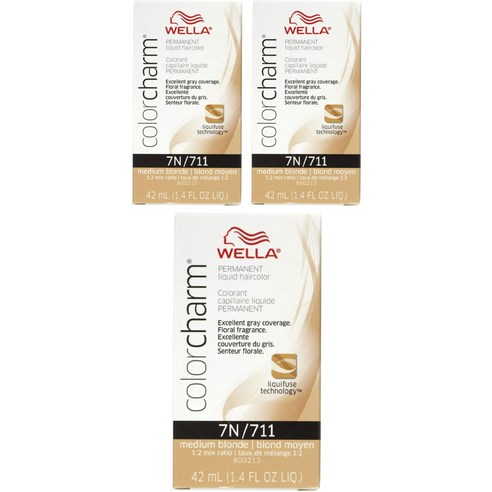 웰라 컬러참 퍼머넌트 리퀴드 헤어컬러 42ml, Medium Blonde, 3개