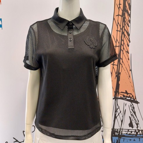 [엘르골프] 슬리브스 장착 전판 메쉬 소재 티셔츠