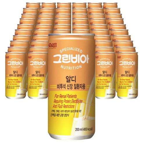 정식품 그린비아 알디 30캔 x 2박스 신장질환자 환자용 영양식 비투석, 60개, 200ml