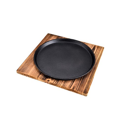 뜨거운 판매 솥뚜껑불판 가정용고기불판 고기불판 철판 탄소 연소 철판 둥근 철판 그릴 플레이트 가정용 주철 서양 음식 스테이크 플레이트 바베큐 플레이트 프라이팬 숍 상업, 사변형 탄소 연소 철판19cm