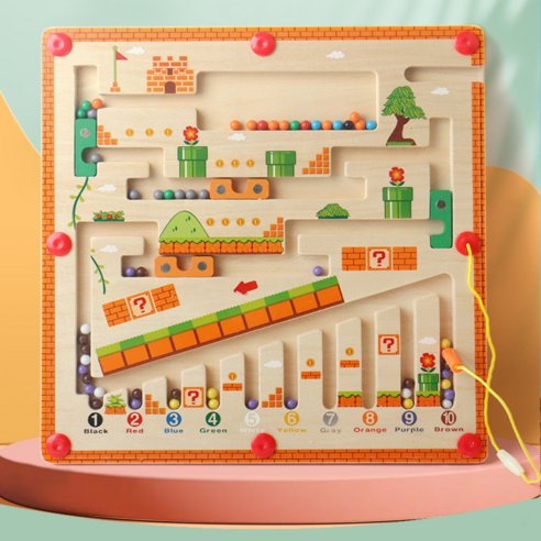 어린이 원목 장난감 자기색상 디지털 분류 미로 Mushroom House Digital Maze, 1개