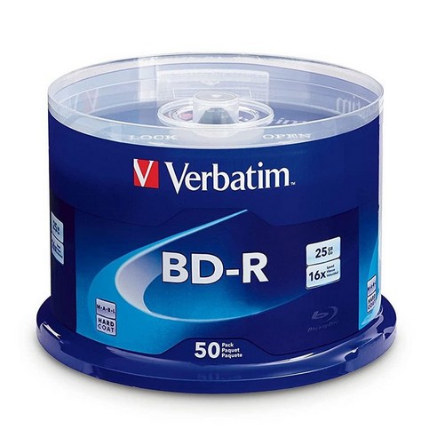 블루레이 레코더블 미디어Verbatim BD-R 25GB 16X 블루레이 레코더블 미디어 디스크 50팩 스핀들 (98397)