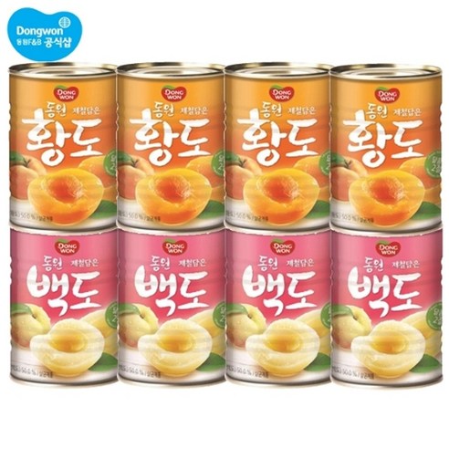 [동원 F&B] 동원 복숭아 캔 400g x 8캔/황도/백도, 선택:복숭아 백도 400g x 8캔, 8개
