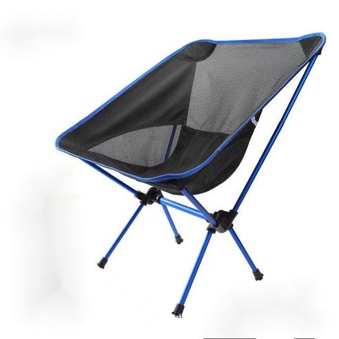 야외 캠핑 휴대용 경량 레저 등받이 접이식 의자, 사파이어 블루