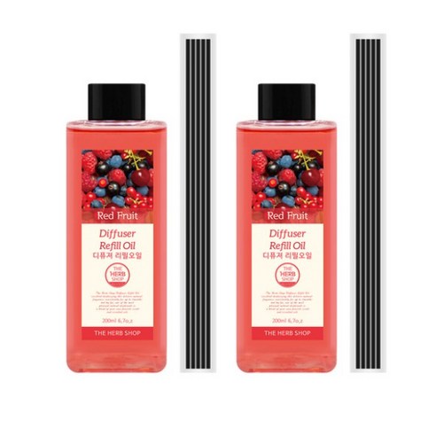 더허브샵 디퓨저 리필 오일, 레드프룻, 200ml, 2개