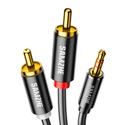 삼지 3.5mm 스테레오 TRS to 2RCA Audio 오디오 AUX 케이블 YPR, 2개