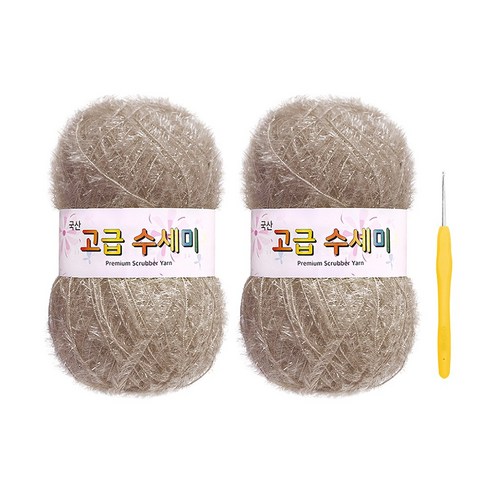 울클럽 별꽃수세미 DIY 고급수세미실 80g 2볼 + 코바늘 6호 (동영상제공), 128베지밀