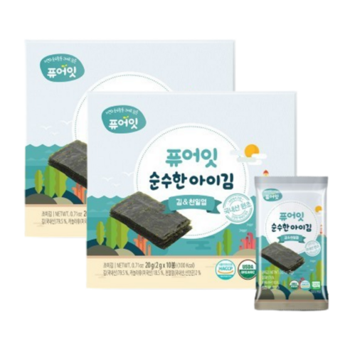 퓨어잇 순수한 아이김, 김&천일염, 20g, 2개 김&천일염 × 20g × 2개 섬네일