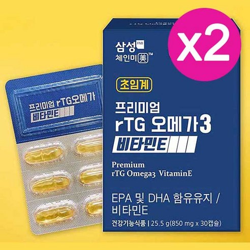 삼성 초임계 프리미엄 rTG 오메가3 비타민E 영양제 850mg 30캡슐 (업그레이드 제품) 2개, 30정