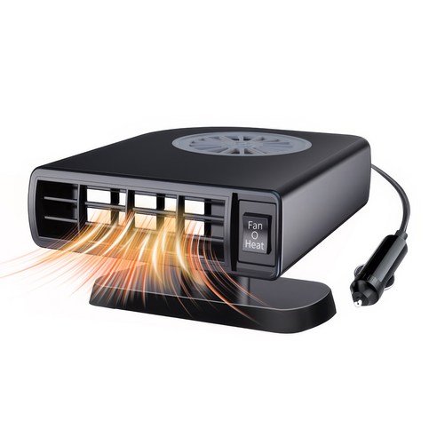 RUNHome 자동차 온풍기 12V 24V 휴대용 저소음 차량용 차히터, 블랙 12V, 3개