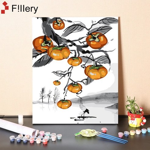 FiIIery DIY명화그리기 피포페인팅 풍경화 인물화그리기 그림그리기 세트 40 x 50cm, 73-감 E, 1개