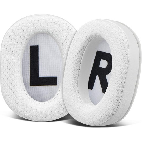 SOULWIT 교체용 이어패드-호환 모델 Logitech G Pro G Pro X G ProX 2 헤드폰 쿨링 젤 및 다소재 가능 1쌍, White-Mesh Fabric, 1개